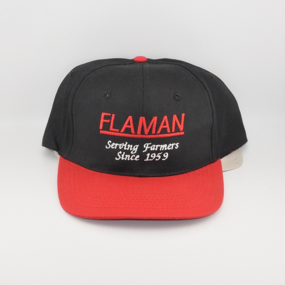 Flaman Snapback Hat OSFA Black Red‎ Excellent Agriculture Farming Logo Cap